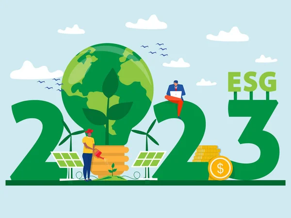 Rädda Världen Esg Och Grön Affärspolitik Koncept 2023 Förnybar Grön — Stock vektor