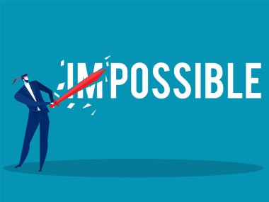 Im sözcüğünü kesmek için kılıç kullanan bir işadamı küçültme kavramı çizer..