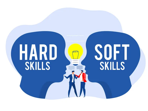 Hard Soft Skills Concept Human Head Businessman People Office Workers — Stock vektor