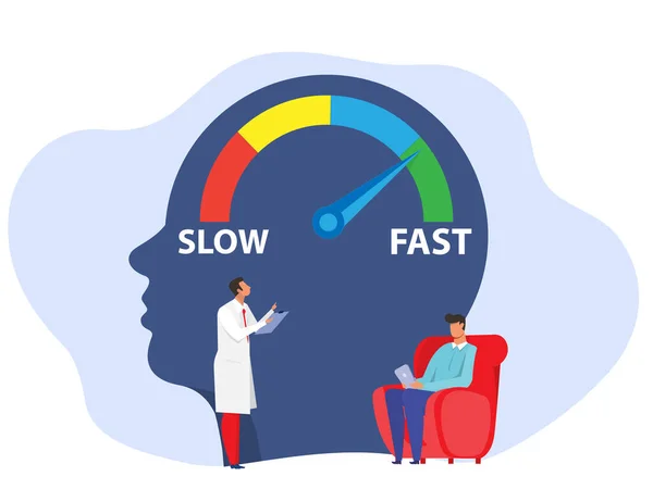 Fast Slow Skill Growth Mindset Concept Doctor Training Speedometer Icon — Stockvektor