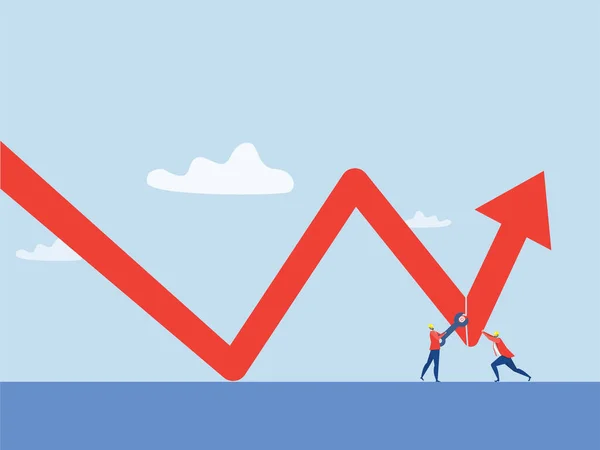 Biznesmen Ustalanie Malejący Wykres Finansowy Klucz Narzędzie Stop Loss Minimalizacja — Wektor stockowy