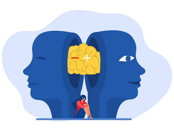 Una Mujer Con Menos Más Trastorno Bipolar Ilustrador Vectores Cerebrales — Archivo Imágenes Vectoriales