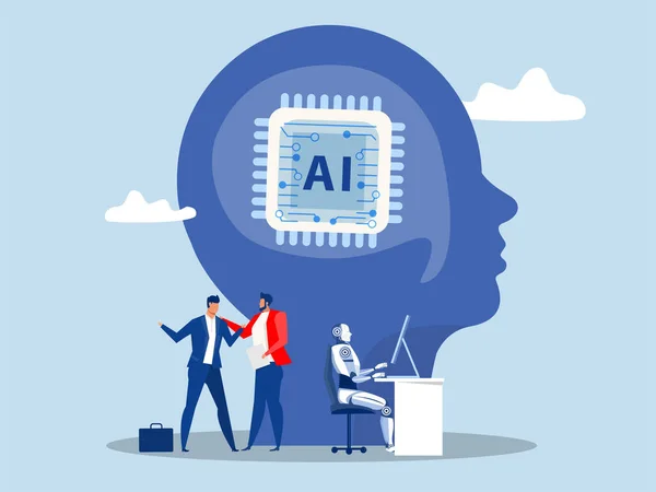 工业机器人工厂概念机器人系统控制将人工智能 人工智能 机器人和自动化创新概念载体应用于人脑中 — 图库矢量图片