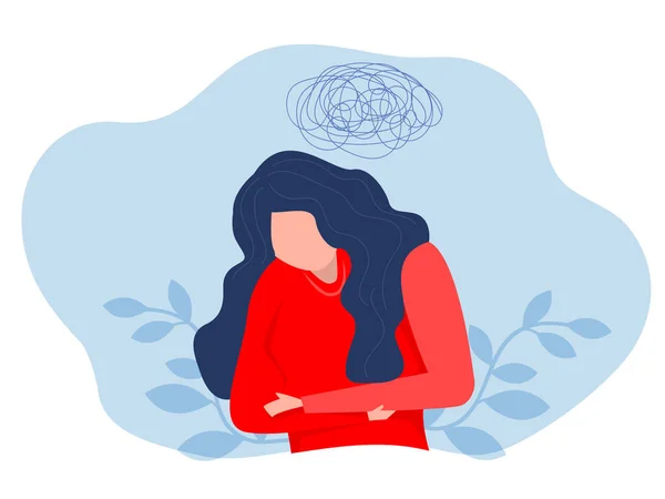Žena Trpí Obsesivní Ohromen Problémy Stres Bolest Hlavy Úzkost Záchvat — Stockový vektor