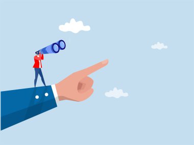 Önder Yönetici strateji çözümünü dürbünlü fırsat, strateji, keşif ya da vizyoner ile iş kavramında ileriye bakmak için tahmin ediyor