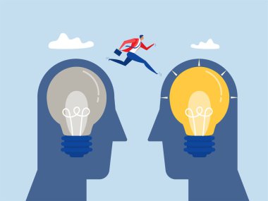 Ticari dönüşüm yeni düşünce, akıllı iş adamı eski fikirden yeni parlak ampul fikrine atlıyor. Değişiklik yönetimi veya daha yenilikçi bir şirkete geçiş, iyileştirme ve yeni normal konsepte adaptasyon.