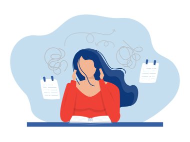  Dikkat eksikliği çeken insanlar konsepti, kız tam bir baş ağrısı çünkü zor işler yapmaktan bıktık. Baş döndürücü adamım.