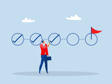 Proje takibi, iş planlaması, verimlilik, başarı kavramları Hedeflenen çalışmayı takip et, İlerleme kontrol listesi vektörü