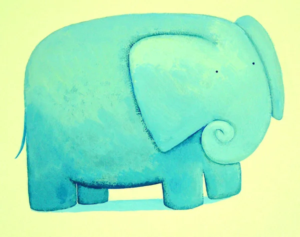 Acuarela Elefante Azul Ilustración — Foto de Stock