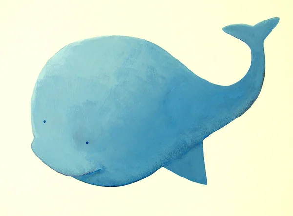 Illustration Aquarelle Une Baleine Bleue — Photo