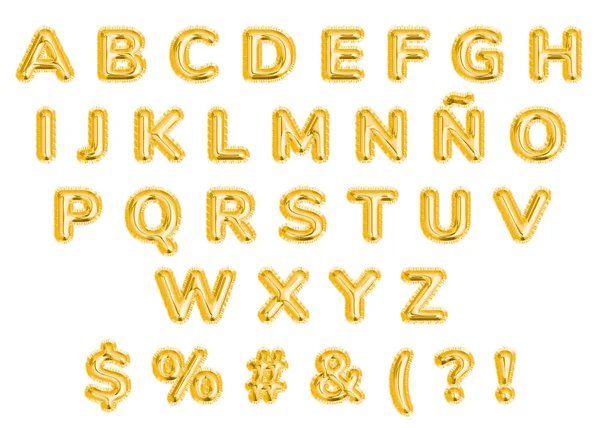 Alfabeto Maiúsculo Balão Dourado Espanhol Para Festa Celebrações Conjunto Alfabetos — Fotografia de Stock