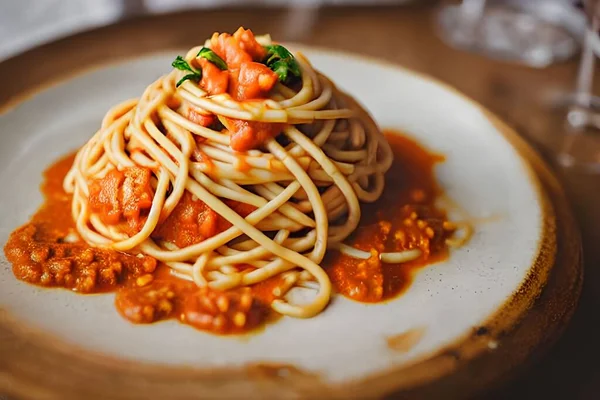 Owoce Morza Sos Pomidorowy Boloński Spaghetti — Zdjęcie stockowe