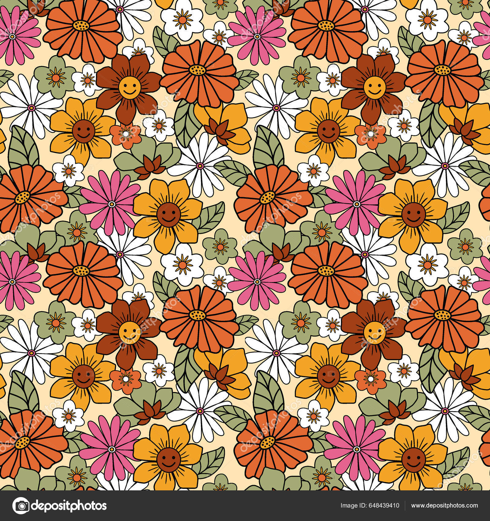 70s Floral Fabric, Wallpaper and Home Decor