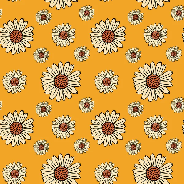 70S Retro Floral Seamless Pattern Background Large Scale Flower