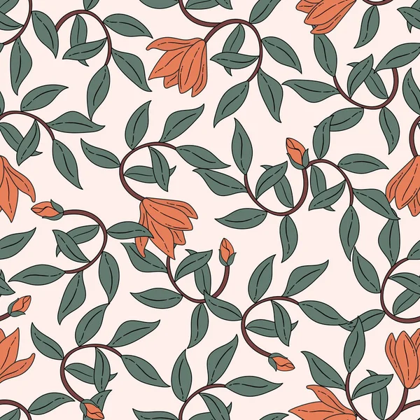 William Morris Inspiró Patrón Sin Costuras Botánico Con Elementos Flores Gráficos Vectoriales