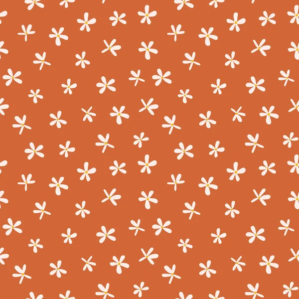 Простий Абстрактний Квітковий Безшовний Візерунок Дици Помаранчевому Кольорі Тла — стоковий вектор
