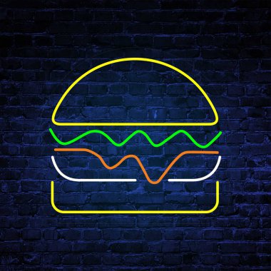 Hamburger neon, vektör formatında, burger vektörü, burger neon