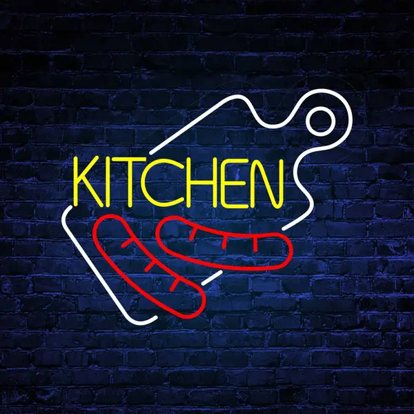 Mutfak, neon, vektör formatında, sosis.
