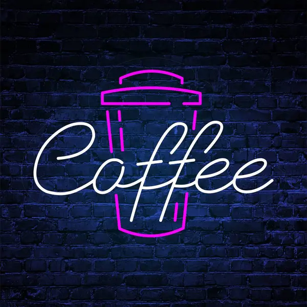 kahve neon, vektör, kahve