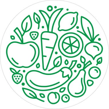 Sebze, meyve, sebze, vektör logosu