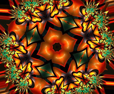 Computer generated abstract colorful fractal artwork for creative design, art, home decoration and entertainment clipart