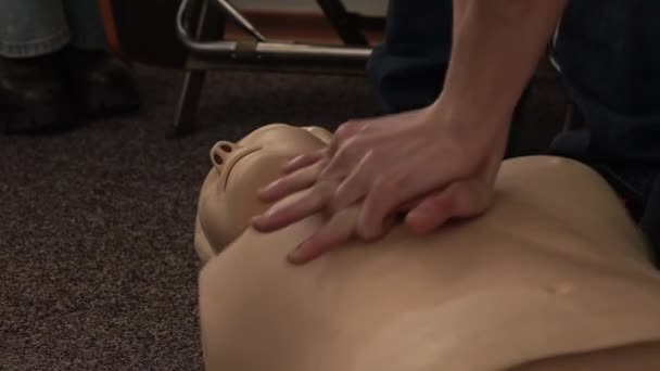 Cpr First Aid Training Session Mannequin — Vídeo de stock