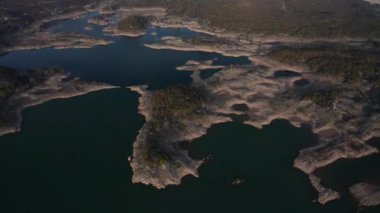 Aerial view of a picturesque Salt Lake of Slano with islands near Niksic, Montenegro