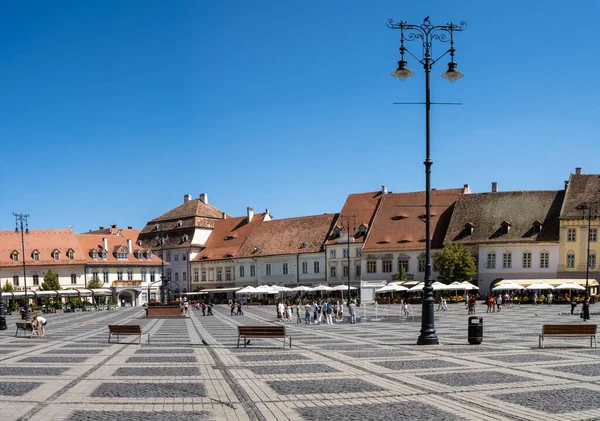 Sibiu Roemenië August 2022 Panoramisch Uitzicht Met Het Centrale Plein — Stockfoto