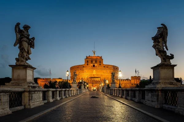 Kilátás Megvilágított Mauzóleum Hadrianus Néven Castel Sant Angelo Sant Angelo — Stock Fotó