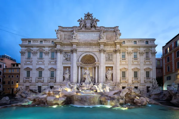 Csodálatos Panoráma Kilátás Nélkül Emberek Híres Róma Trevi Szökőkút Fontana — Stock Fotó