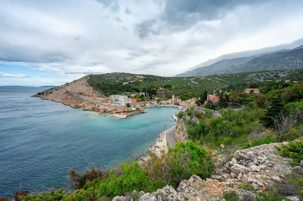 Panoramautsikt Över Den Pittoreska Staden Jablanac Vid Adriatiska Havets Kust — Stockfoto