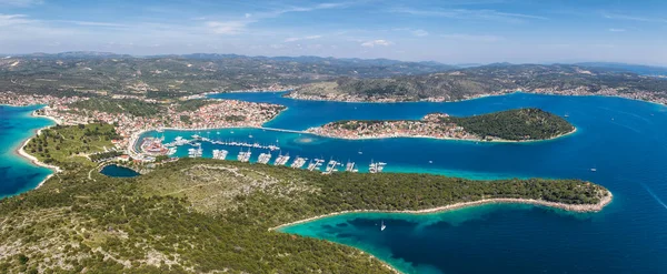Aerial Panoramic View Yachts Marina Frapa Resort Rogoznica Croatia — Stock Photo, Image