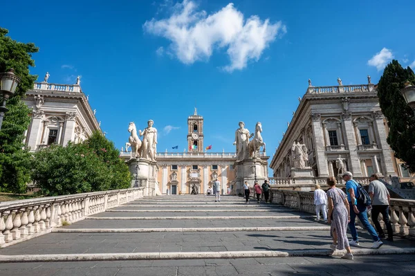 Rome Italy September 202 Tourists Piazza Del Campidoglio Top Capitoline — 스톡 사진