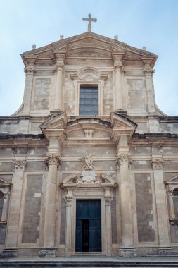 Amazing view with the beautiful old architecture of the Jesuit church of St. Ignatius Loyola in the old town of Dubrovnik on the coast of the Adriatic Sea, Croatia.	
