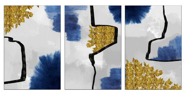 Малюнок Акварельного Геодезичного Живопису Шпалери Стін Рами Полотна Чорні Хвилясті — стокове фото