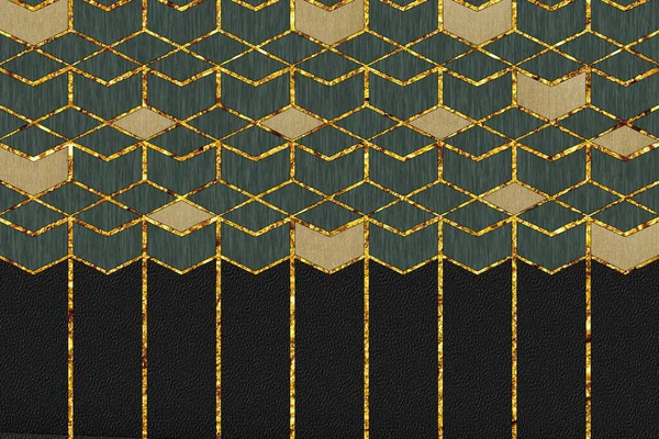 Moderne Geometrische Wandtapete Goldene Linien Vor Dunklem Hintergrund Für Die — Stockfoto