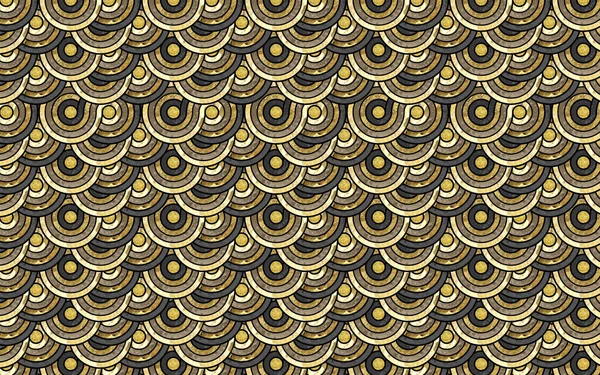 Abstract Seamless Pattern Gray Black Golden Circles Wallpaper Mural Art — Stock Photo, Image