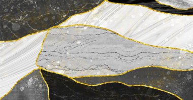 Reçine jeot ve soyut sanat, suluboya jeot boyası gibi işlevsel sanat. Duvar çerçeveleri için altın, beyaz ve gri mermer arka plan 3D duvar kağıdı. Altın Dalgalı çizgiler, tuvalde yazdırmak için.