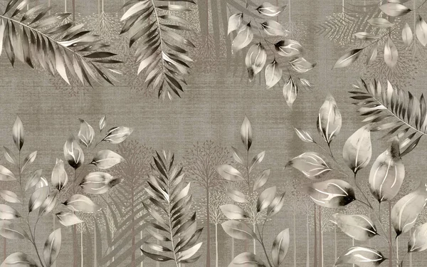 3d modern floral mural wallpaper. leaves pattern on classic background. interior bedroom home wall decoration