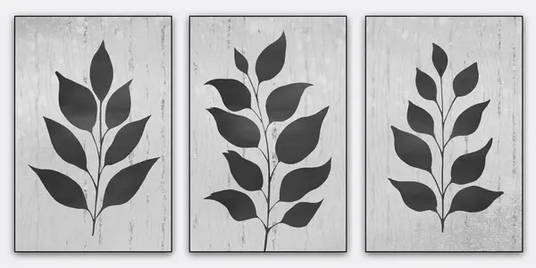 set of paint leaves on light gray background. canvas wall art poster