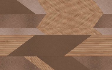 3D soyut desenli modern duvar kağıdı. Koyu ahşap arka planda altın çizgiler. İç duvar dekorasyonu ve halı tasarımı için.