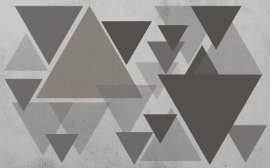 Üç boyutlu duvar kağıdı geometrik şekilleri. Siyah ve gri desenli üçgenler. Modern ev dekorasyonu ve halı tasarımı için