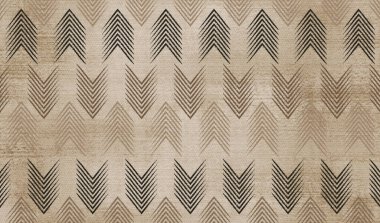 Klasik halı duvar kağıdı tasarımı. Siyah ve kahverengi çizgiler bej rengi altın arka planda şekillenir. 3D duvar içi ev tasarımı