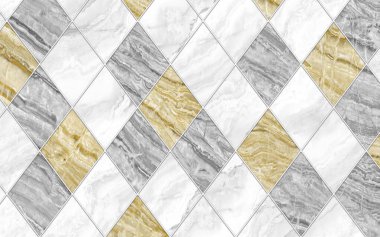 Modern duvar dekorlu duvar kağıdı mermeri. 3D soyut, beyaz çizgiler gri, beyaz ve bej üçgen şekiller.