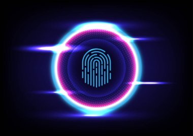 Parmak izi tanımlaması basılı bir devrede. Sistem Güvenlik Konsepti. Üzerinde parmak izi olan güvenlik sistemi konsepti..
