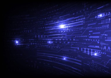 Teknoloji bilimi ve dijital soyut mavi yüksek teknoloji arka planı. Soyut siber devre bilgisayar teknolojisi iş geçmişi. Tasarımınız için grafiksel konsept.