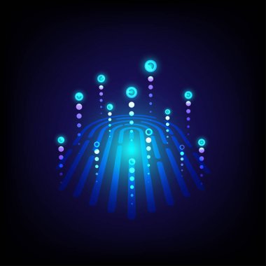 Parmak izi teknolojisi internetteki soyut arka plan. Yüksek teknoloji soyut. Parlak soyut bir geçmişi var. Sosyal Bilimler Parmak izi taraması parolası yenilikçi 