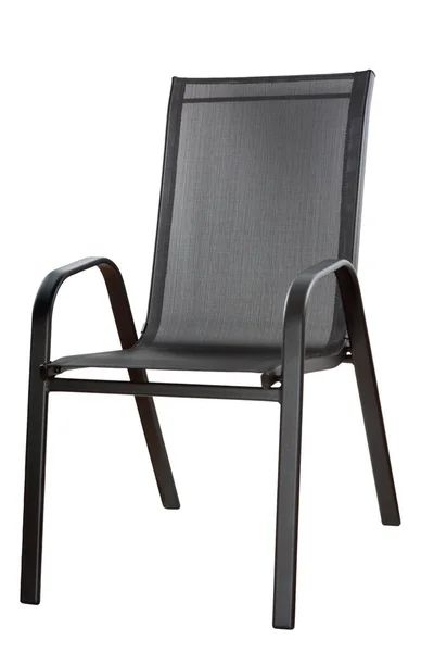 白色背景的黑色花园椅子 — 图库照片