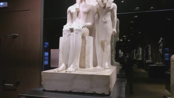 Muzeum Egipskie Turynie Włochy Lut 2021 Pionowe Pan Posąg Faraona — Wideo stockowe