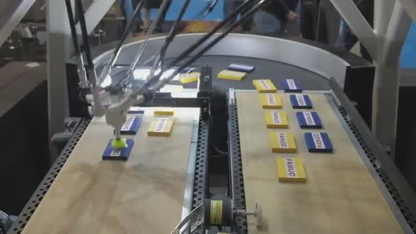 Tuttofood Miláně Itálie Května 2023 Ukázka Robotického Manipulátoru Pro Potravinářský — Stock video